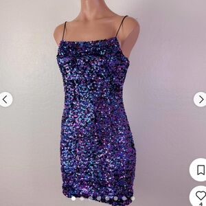 Cami Mini Dress Blue Purple Night Out Party size L